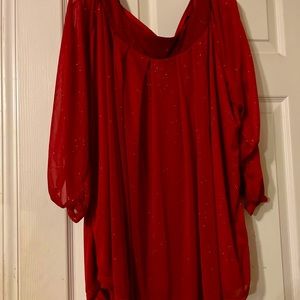 plus size 3x red blouse with glitter